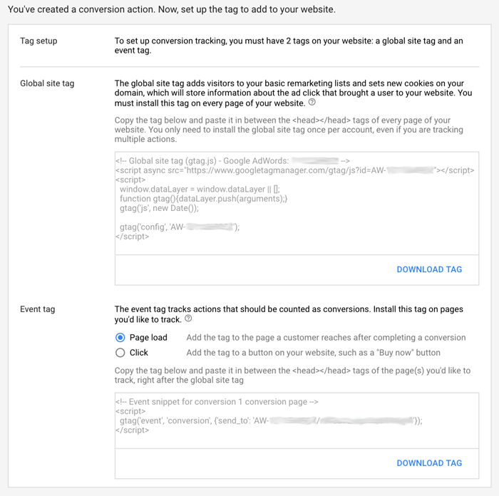gtag.js adwrods conversion tracking script