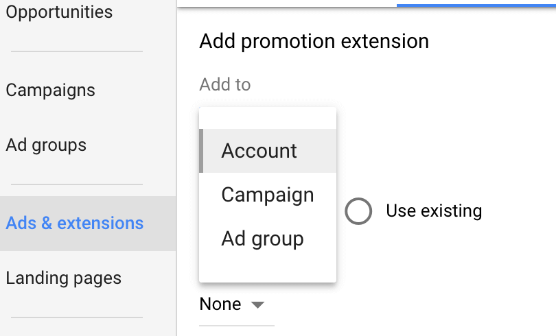 AdWords promotion extension