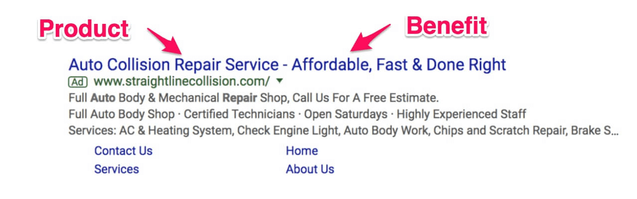 AdWords text ad Auto Repair