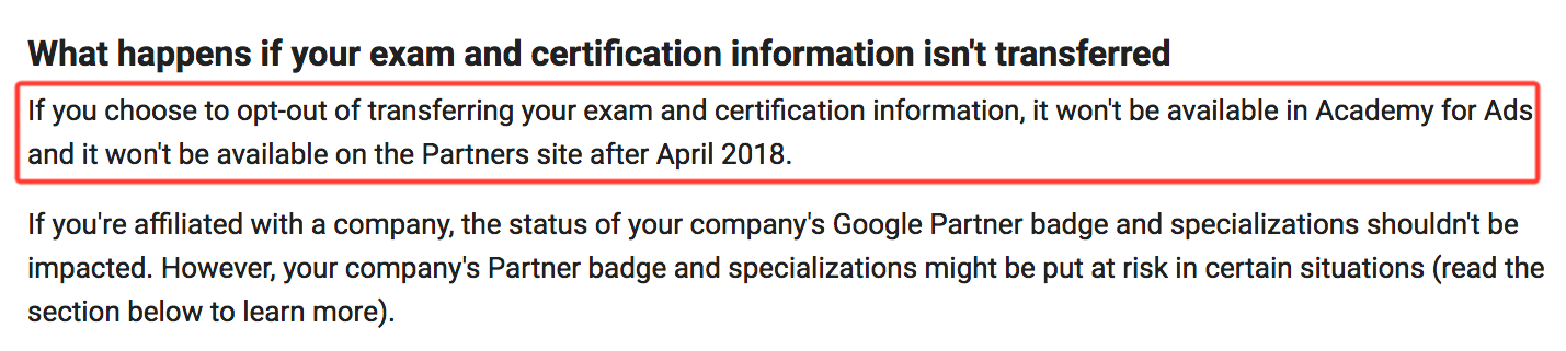 Google Partners certification changes