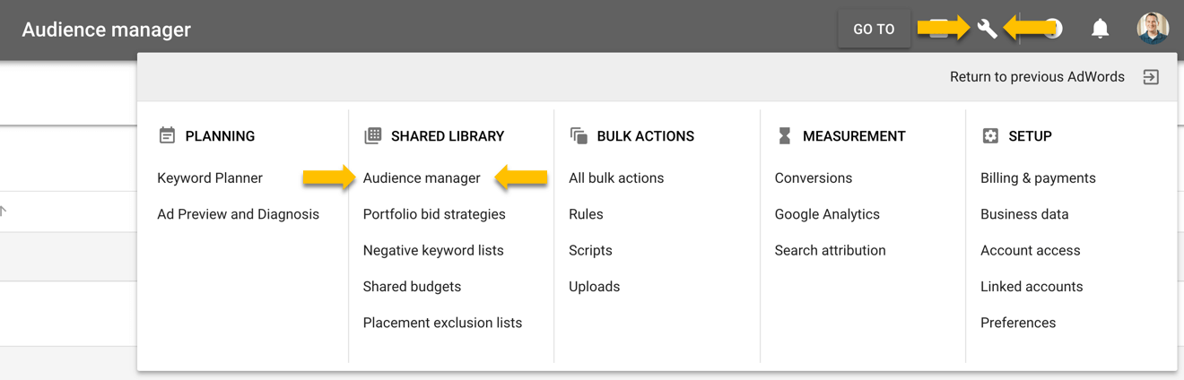 Audience Manger Google AdWords