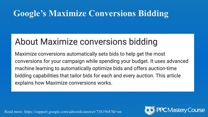 Maximize conversion bidding