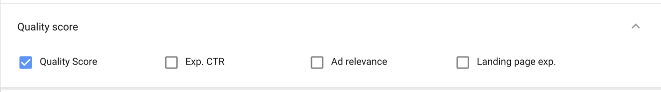 quality score reporting in the new AdWords interface